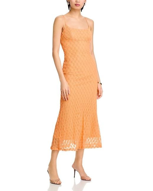 Bardot Orange Adoni Crochet Midi Dress