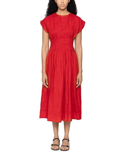 Sea Red Imogen Solid Midi Dress