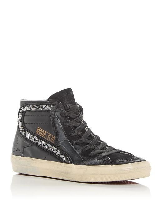 Golden Goose Women's Brown Slide Embellished High Top Sneakers