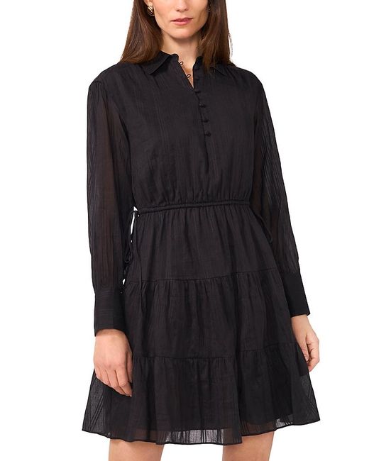 1.STATE Black Collared Button Front Dress