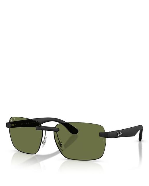 Ray-Ban Green Rectangular Sunglasses, 59Mm