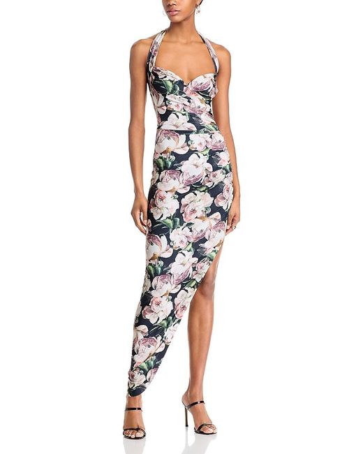 Norma Kamali Blue Cayla Side Draped Gown