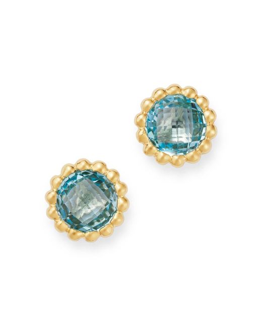 Bloomingdale's Blue Topaz Beaded Stud Earrings In 14k Yellow Gold