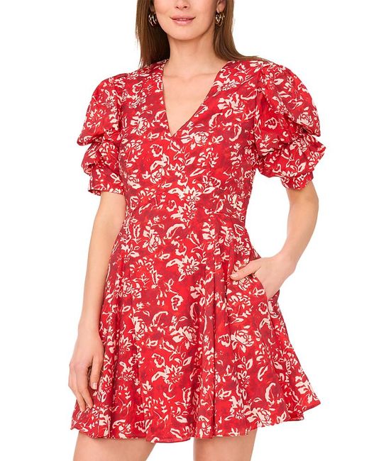 1 state red dress 1.state Women's Sweetheart Neck Sleeveless Mini Linen Dress - Rooibos Tea