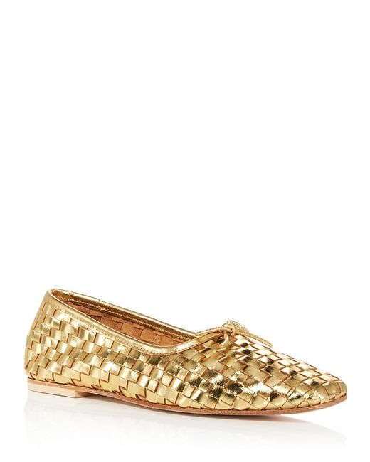 Frēda Salvador Natural Jada Slip On Woven Bow Flats