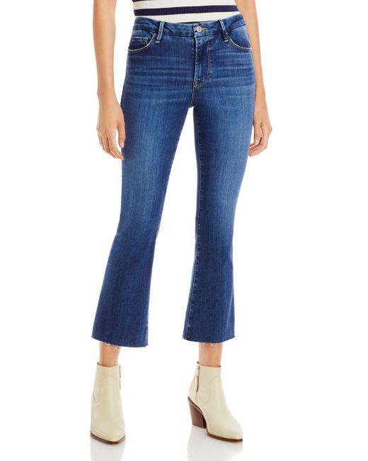 FRAME Denim Le Cropped Mini Mid Rise Bootcut Jeans In Lupine in Blue | Lyst