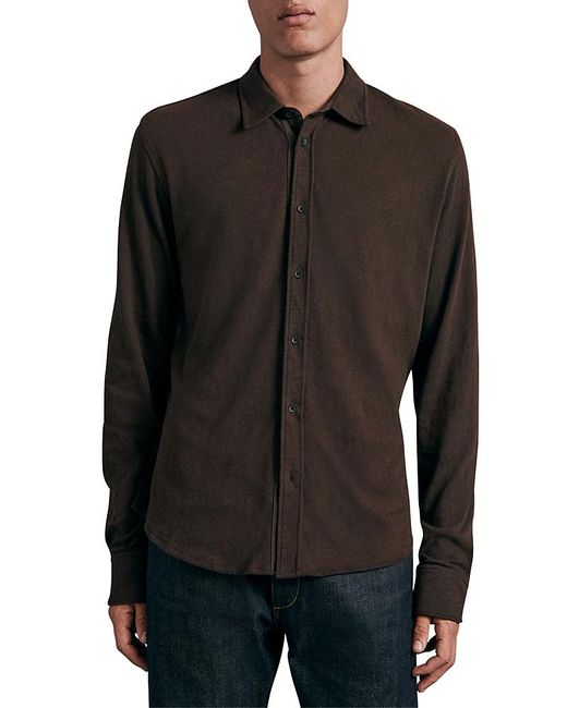 Rag & Bone Black Fit 2 Flame Tomlin Cotton Knit Relaxed Fit Button Down Shirt for men