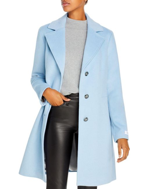 Calvin Klein Mid - Length Coat in Blue | Lyst