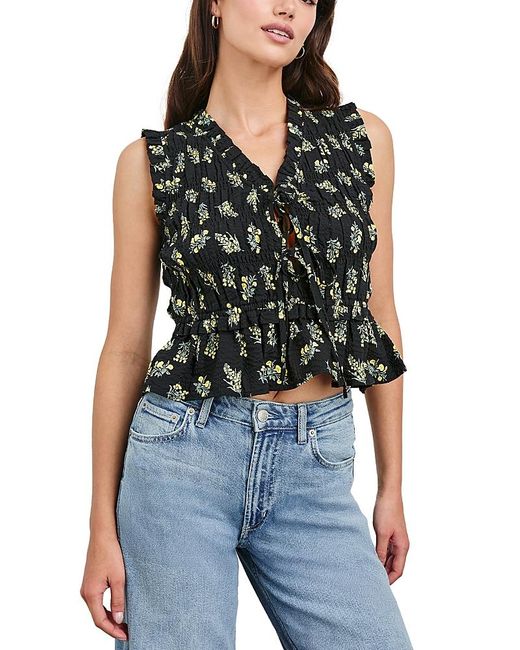 Rails Black Martine Crinkled Cropped Top