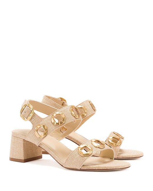 Larroude Natural Milan Hardware Strappy High Heel Sandals