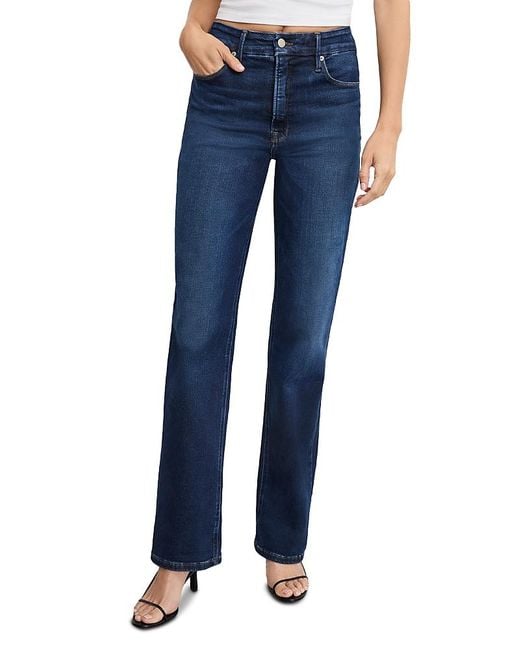 GOOD AMERICAN Blue Soft Tech Good True High Rise Straight Jeans