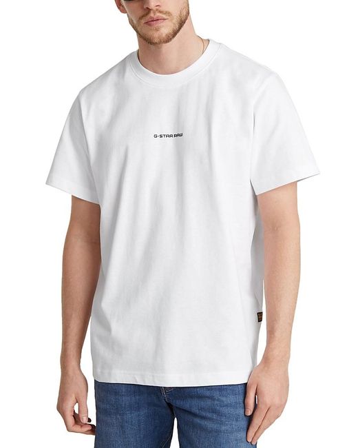 G-Star White Cotton Logo Graphic Tee for men