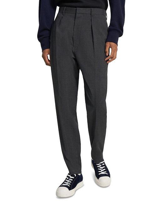 Theory Black Project Tapered Wool Pants for men