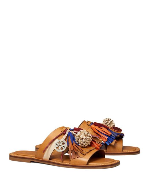 tassel slide sandals