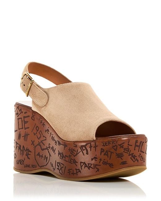 Chloé Brown Maxime Platform Wedge Sandals