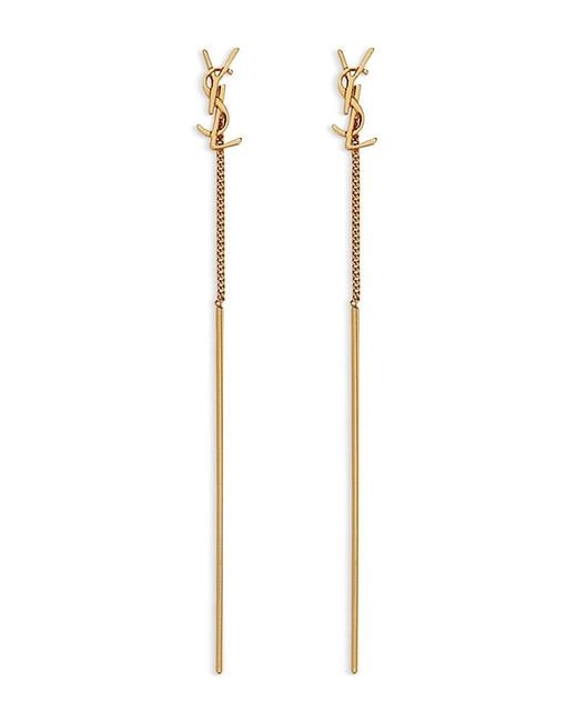Saint Laurent White Cassandre Threader Earrings