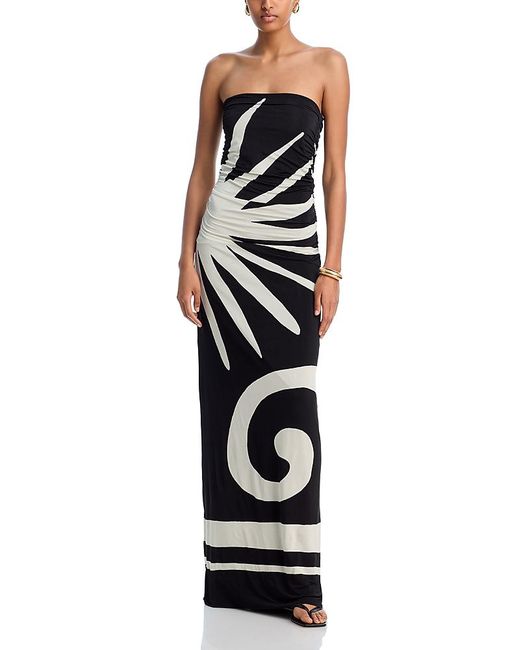 cala de la cruz daphne strapless printed jersey maxi dress Tube in White Measurements from size S
