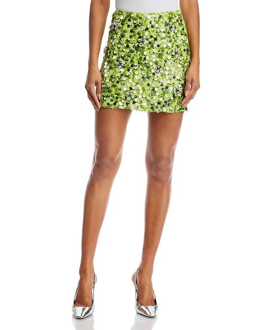 Aqua Green Sequinned Mini Skirt
