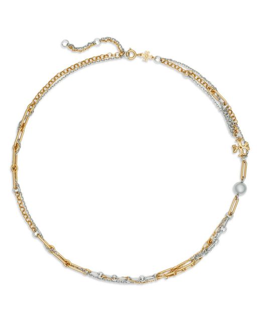 Tory Burch Thin Roxanne Mixed Chain Necklace in Metallic | Lyst