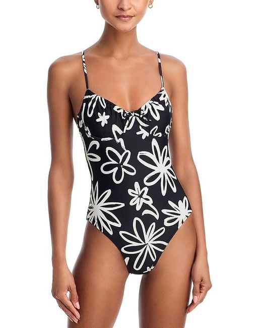 Solid & Striped Black The Malika Floral Print Swimsuit