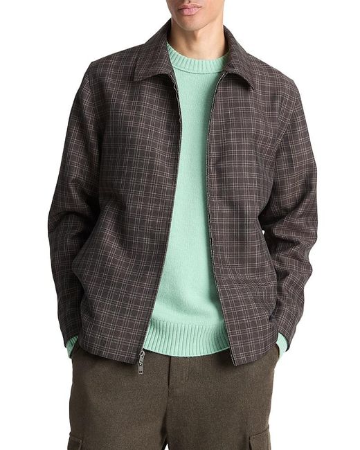 Vince Gray Plaid Zip Jacket for men