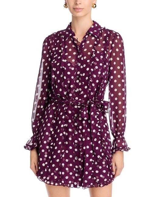 Cinq À Sept Purple Camille Polka Dot Dress