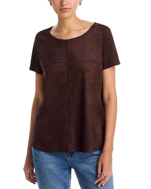SINGLE THREAD Brown Faux Suede Top