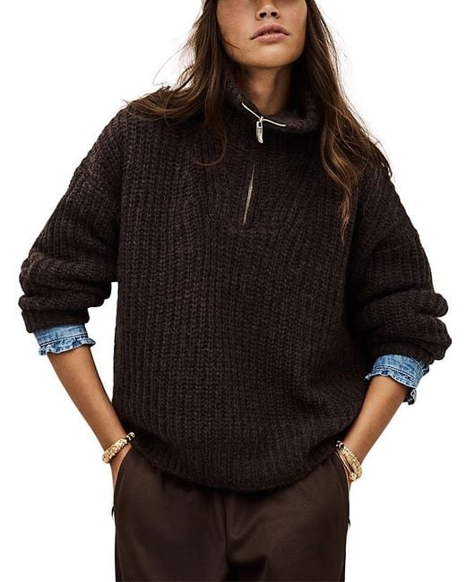 Ba&sh Black Beltane Zip Collar Sweater