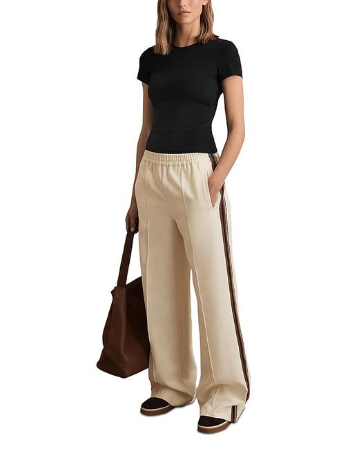 Reiss Natural Robyn Side Stripe Wide Leg Trousers