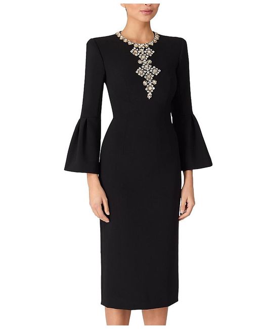 Jenny Packham Women's Black Margoni Bell-Sleeve Embellished Midi Dress -  eharrisgallery.com