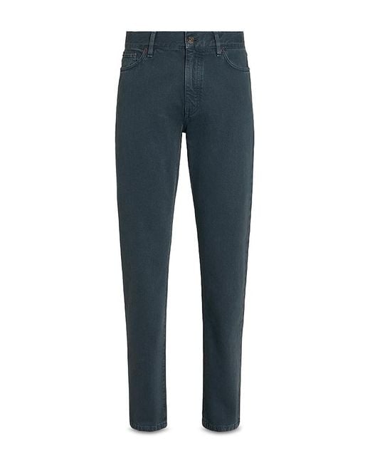 Zegna Blue Roccia Slim Fit Stone Washed Jeans for men