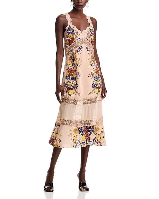 Farm Rio Natural Floral Lace Slip Dress