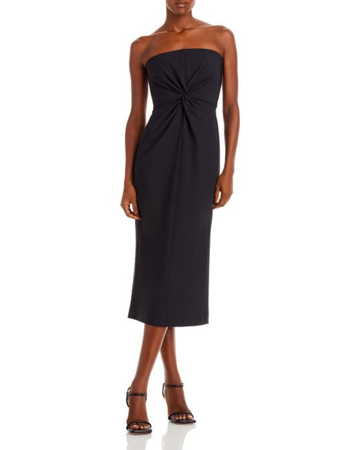 Cinq À Sept Synthetic Mckenna Strapless Twist Front Dress in Black | Lyst