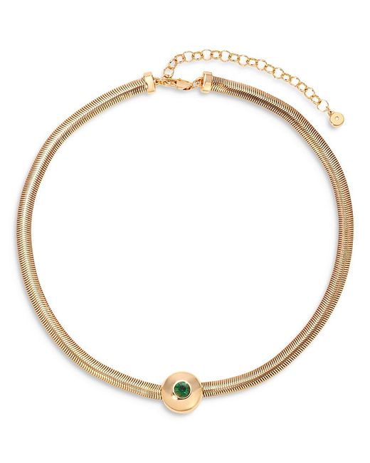 Ettika Metallic Crystal Solitaire Collar Necklace, 15-18