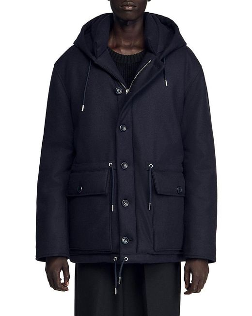 Sandro Blue Padded Parka for men