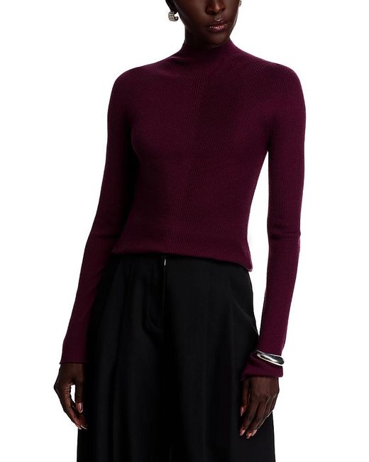 Boss Purple Foliora Wool Mock Neck Sweater