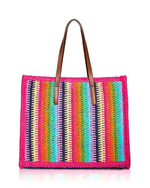 Aqua Red The Lotus X Large Raffia Tote Bag