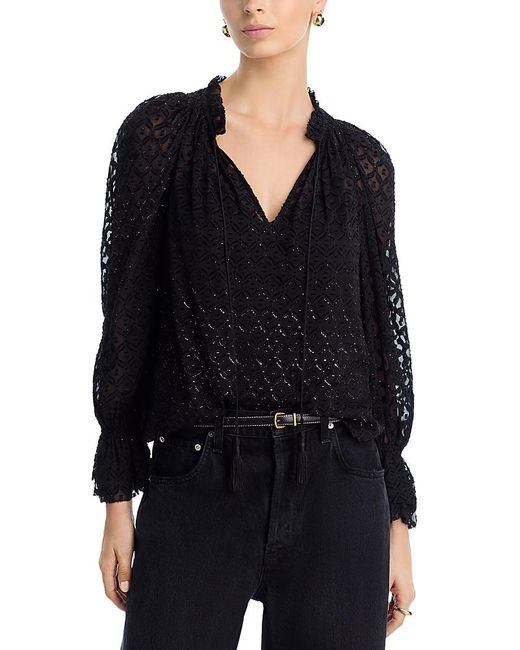 Veronica Beard Black Maxime Lace Blouse