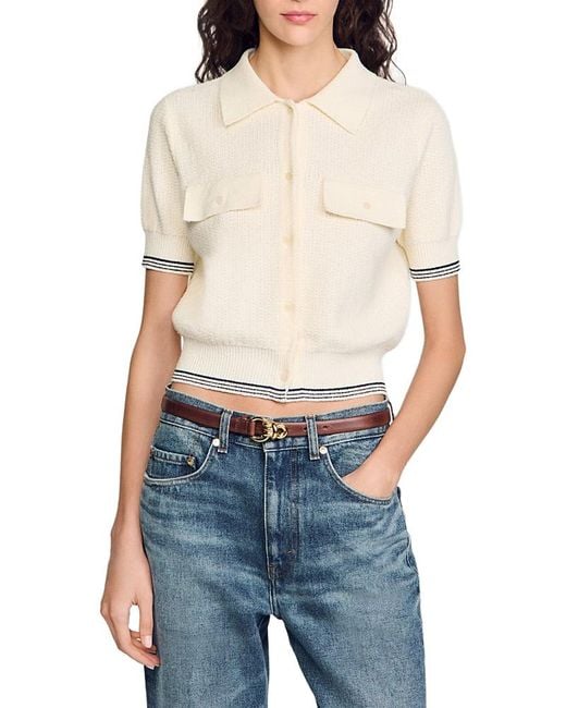 Sandro Blue Short Sleeve Cardigan