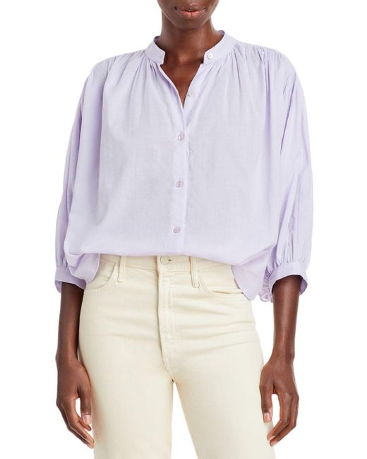 Rebecca Taylor Ruched Cotton Voile Shirt in Wisteria (White) Lyst