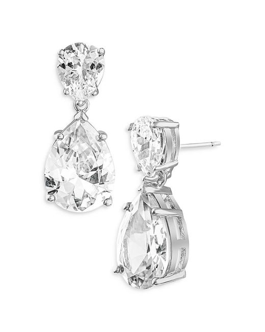 Kenneth Jay Lane White Cz By Double Pear Drop Earrings