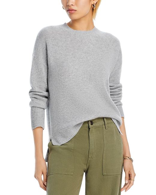 Aqua Gray Cashmere Drop Shoulder High Low Crewneck Sweater