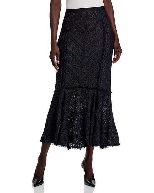 Cinq À Sept Black Maceio Textured Midi Skirt