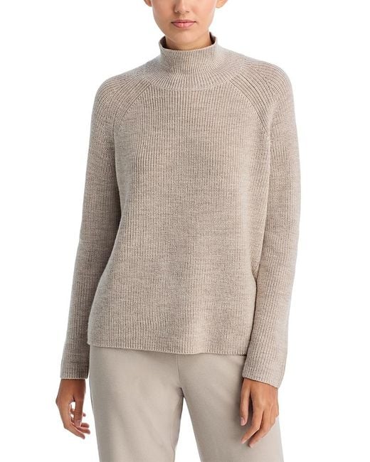 Eileen Fisher Gray Merino Wool Turtleneck Sweater