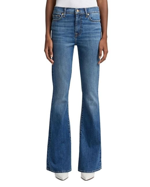 7 For All Mankind Blue High Rise Ali Flared Leg Jeans