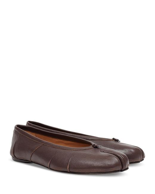 Maison Margiela Brown Tabi Leather Ballerina Flats