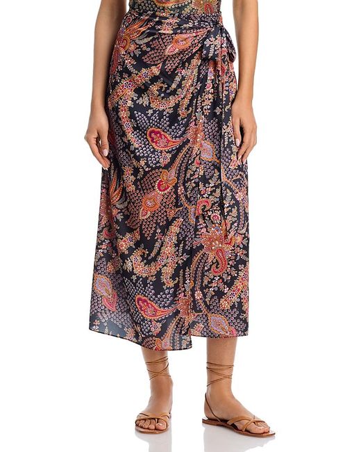 Kobi Halperin Red Stella Grandeur Printed Sarong Skirt