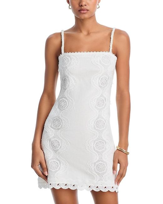 Waimari Women's White Rocio Linen Mini Dress Waimari Women's White Rocio Linen Mini Dress