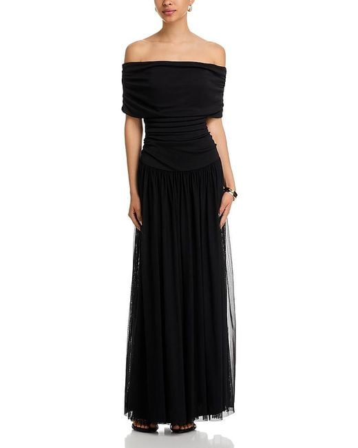 Aqua Black Ruched Gown