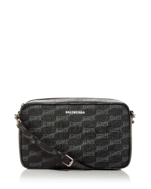 Balenciaga Signature Print Leather Camera Bag in Black/Gray (Black) for ...